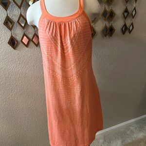 Prana Coral Ruched Halter Sundress with Built In